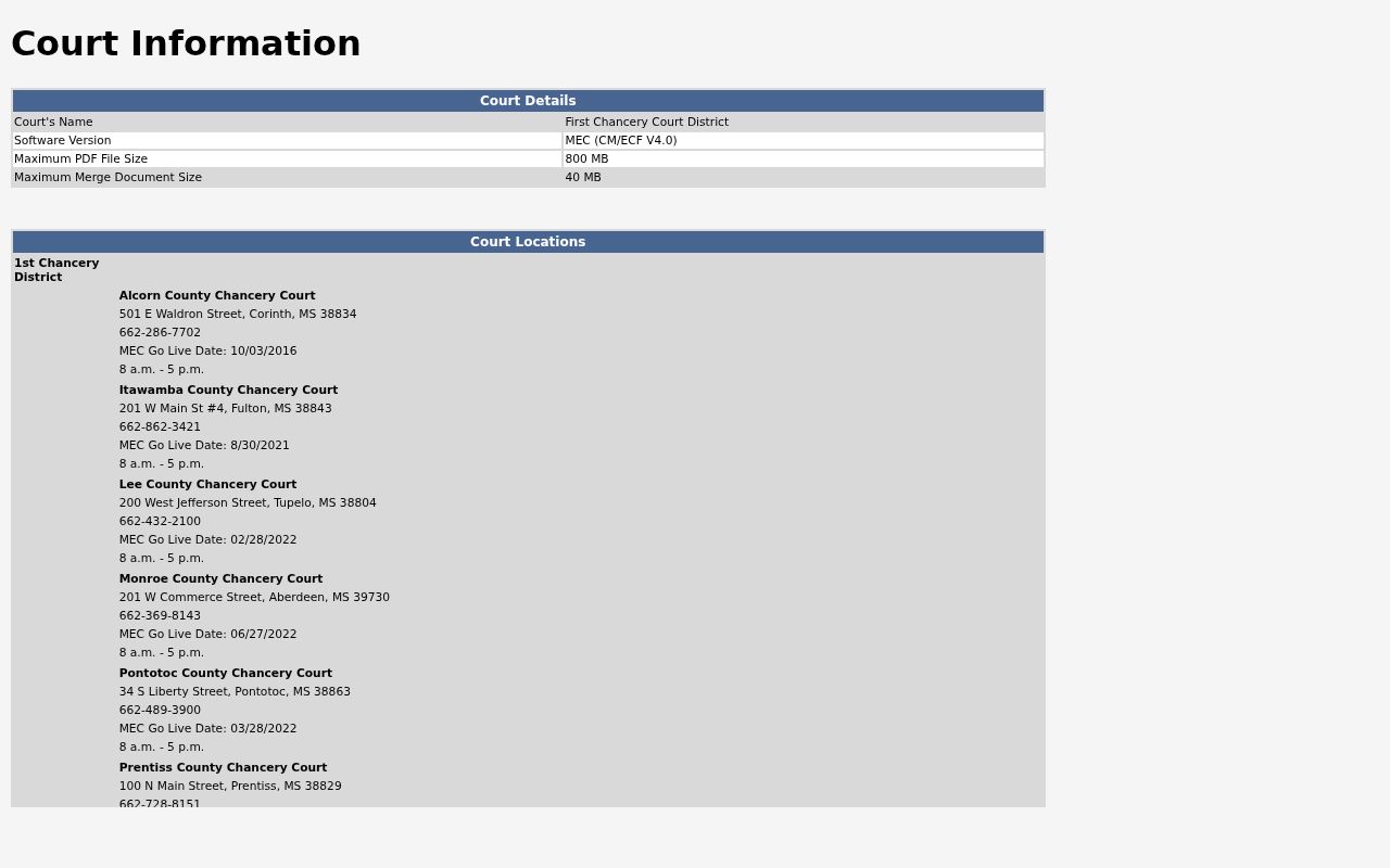 Lee County civil docket First Chancery MEC public access information
