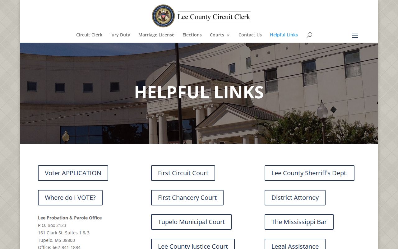 Lee County court records showing Circuit Clerk helpful links