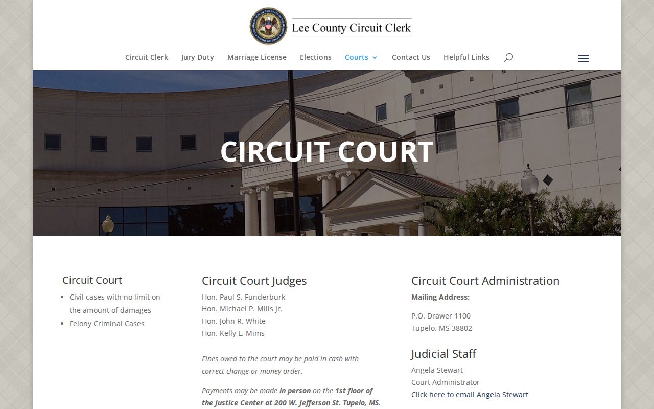 Lee County criminal docket Circuit Court information and clerk instructions