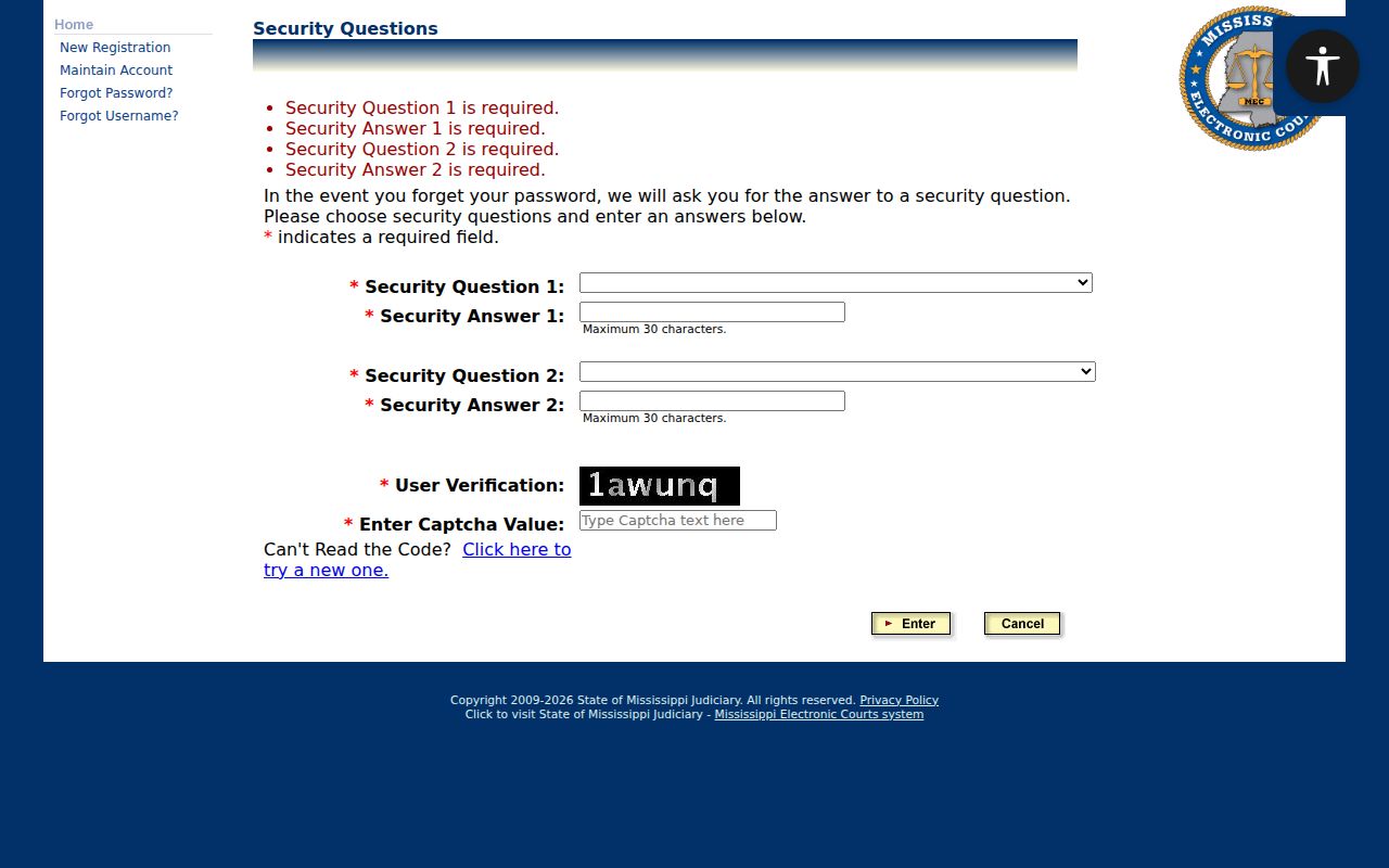 Lee County traffic court records PAMEC registration security fields